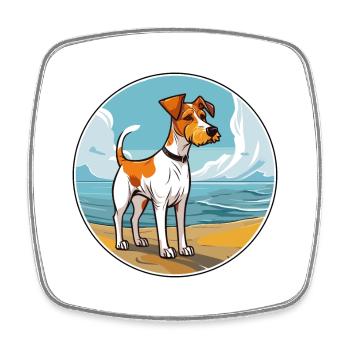 Miniature Fox Terrier Dog Breed Cartoon Kawaii Dog - Square fridge magnet - white - Front