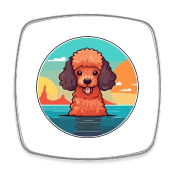 Miniatur Pudel Hund Rasse Cartoon Kawaii Clipart - Viereckiger Kühlschrankmagnet - Weiß - Vorne