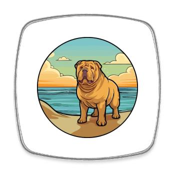 Miniatur Shar Pei Hund Rasse Cartoon Kawaii Hund - Viereckiger Kühlschrankmagnet - Weiß - Vorne