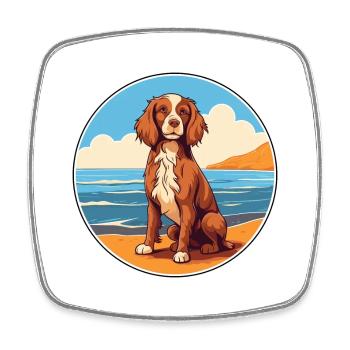 Norfolk Spaniel Hund Rasse Cartoon Kawaii Clipart - Viereckiger Kühlschrankmagnet - Weiß - Vorne
