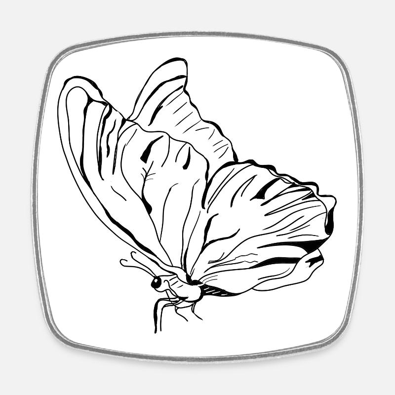 papillon vecter - Magnet carré - blanc