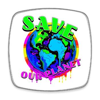 Save the planet - Square fridge magnet - white - Front