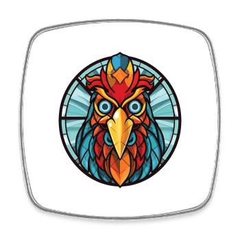 Hahn Buntes Aquarell Tier Illustration - Viereckiger Kühlschrankmagnet - Weiß - Vorne