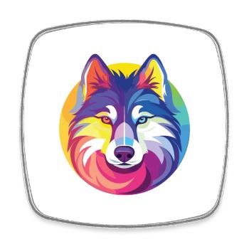 Husky buntes Aquarell Tier Haustier Illustration - Viereckiger Kühlschrankmagnet - Weiß - Vorne