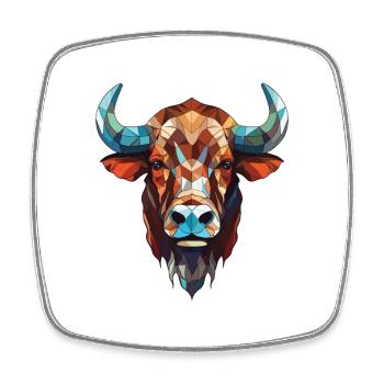 Buffalo Colorful Watercolor Animal Illustration - Square fridge magnet - white - Front