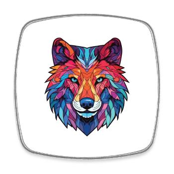 Wolf Colorful Watercolor Animal Pet Illustration - Square fridge magnet - white - Front