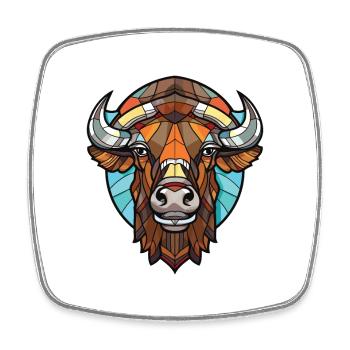 Bison Colorful Watercolor Animal Pet Illustration - Square fridge magnet - white - Front