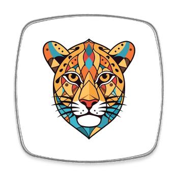 Cheetah Colorful Watercolor Animal Illustration - Square fridge magnet - white - Front