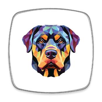 Rottweiler, Hund, Buntes, Aquarell, Tier, Cartoon - Viereckiger Kühlschrankmagnet - Weiß - Vorne
