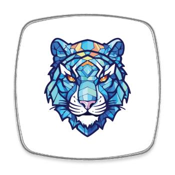 Bleu Aquatique Tigre Aquarelle Colorée Animal de compagnie - Magnet carré - blanc - Devant
