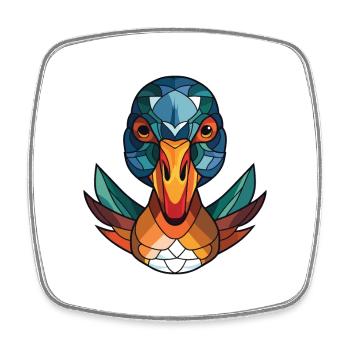 Mandarin Duck Colorful Watercolor Animal Cartoon - Square fridge magnet - white - Front