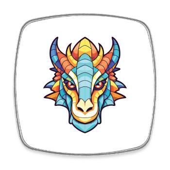 Drache Buntes Aquarell Tier Haustier Illustration - Viereckiger Kühlschrankmagnet - Weiß - Vorne