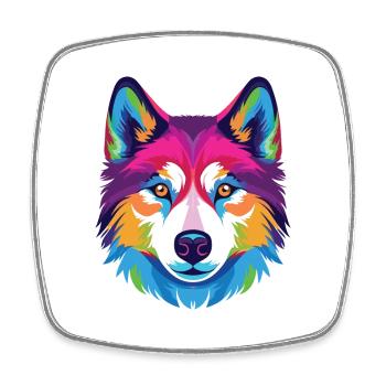 Husky Dog Aquarelle Colorée Animal Illustration - Magnet carré - blanc - Devant