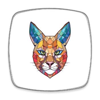 Caracal Colorful Watercolor Animal Illustration - Square fridge magnet - white - Front
