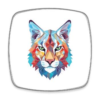 Luchs buntes Aquarell Tier Haustier Illustration - Viereckiger Kühlschrankmagnet - Weiß - Vorne