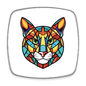 Dschungelkatze Buntes Aquarell Tier Illustration - Viereckiger Kühlschrankmagnet - Weiß - Vorne