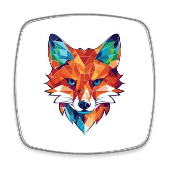 Gelehrter Fuchs, farbenfroher Aquarell-Tier-Haustier-Cartoon - Viereckiger Kühlschrankmagnet - Weiß - Vorne