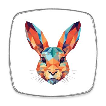 Hare Rabbit Colorful Watercolor Animal Pet Cartoon - Square fridge magnet - white - Front