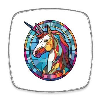Unicorn Colorful Watercolor Animal Illustration - Square fridge magnet - white - Front
