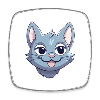 Illustration d’aquarelle de bande dessinée de chat bleu russe - Magnet carré - blanc - Devant