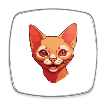 Rote Devon Rex Katze Cartoon Aquarell Illustration - Viereckiger Kühlschrankmagnet - Weiß - Vorne
