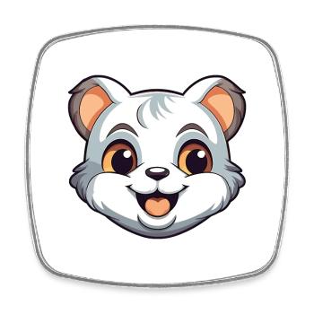 Baby Cat Cartoon Watercolor Illustration - Square fridge magnet - white - Front