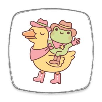 Cute Cowboy Frog Riding Yellow Ducky - Square fridge magnet - white - Front