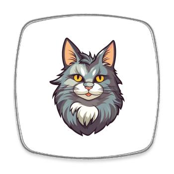 Maine Coon Cat Cartoon Watercolor Illustration - Square fridge magnet - white - Front
