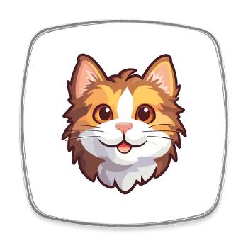 Kurilian Bobtail Cat Cartoon Watercolor Clipart - Square fridge magnet - white - Front