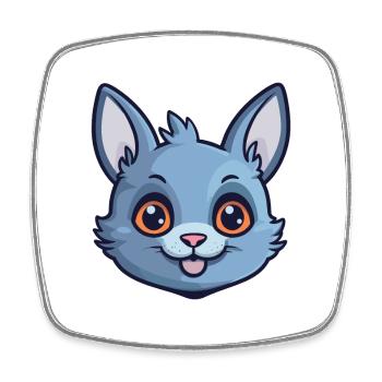 Illustration d’aquarelle de bande dessinée de chat bleu russe - Magnet carré - blanc - Devant