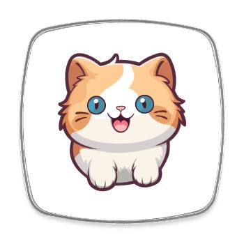 Munchkin Katze Cartoon Aquarell Illustration - Viereckiger Kühlschrankmagnet - Weiß - Vorne