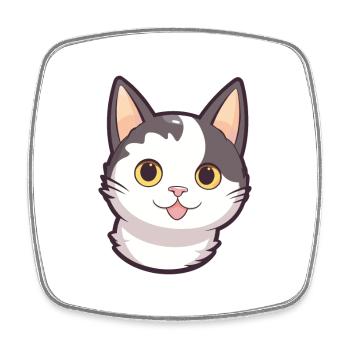 Japanisch Bobtail Katze Karikatur Aquarell Clipart - Viereckiger Kühlschrankmagnet - Weiß - Vorne