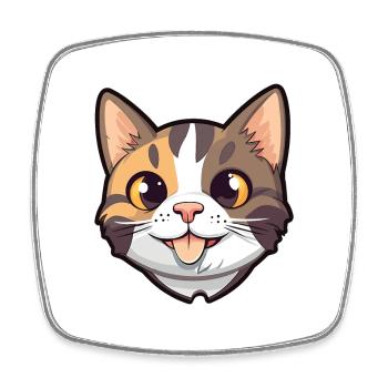 European Shorthair Cat Cartoon Watercolor Clipart - Square fridge magnet - white - Front
