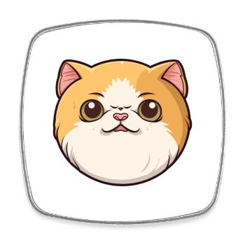 Chat exotique à poil court dessin animé aquarelle Clipart - Magnet carré - blanc - Devant
