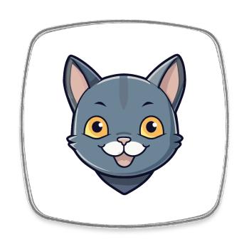 Korat chat coloré dessin animé aquarelle illustration - Magnet carré - blanc - Devant