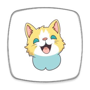 Khao Manee chat dessin animé illustration à l’aquarelle - Magnet carré - blanc - Devant