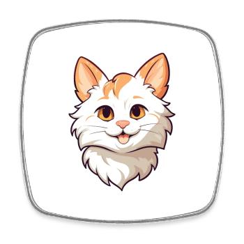 Karelische Bobtail-Katze Karikatur Aquarell Clipart - Viereckiger Kühlschrankmagnet - Weiß - Vorne