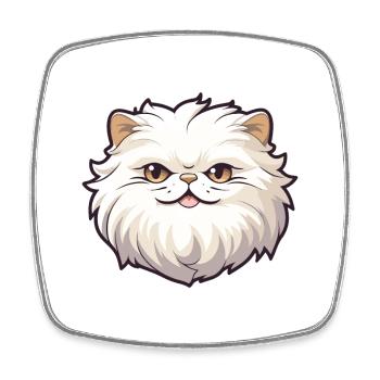 British Longhair Cat Cartoon Watercolor Clipart - Square fridge magnet - white - Front