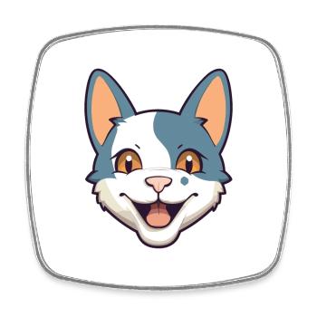 German Rex Cat Cartoon Watercolor Illustration - Square fridge magnet - white - Front