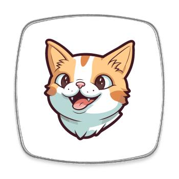 Brazilian Shorthair Cat Cartoon Watercolor Clipart - Square fridge magnet - white - Front