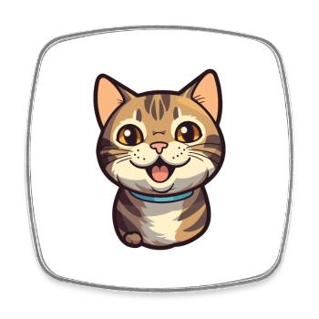 California Spangled Cat Cartoon Watercolor Clipart - Square fridge magnet - white - Front
