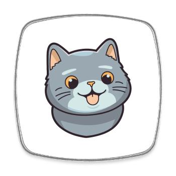 British Fold Shorthair chat dessin animé Art de l’aquarelle - Magnet carré - blanc - Devant