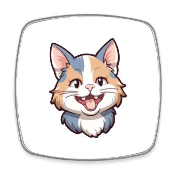 Dilute Calico Cat Cartoon Watercolor Illustration - Square fridge magnet - white - Front