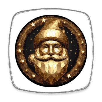 Weihnachtsmann Gold Kopf - Viereckiger Kühlschrankmagnet - Weiß - Vorne