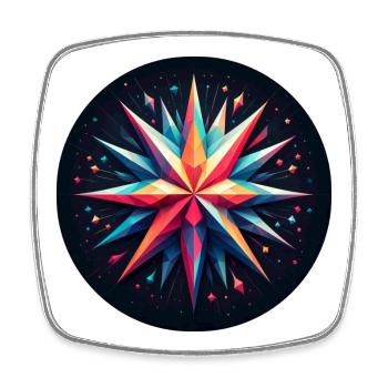 Polygon Stern bunt - Viereckiger Kühlschrankmagnet - Weiß - Vorne