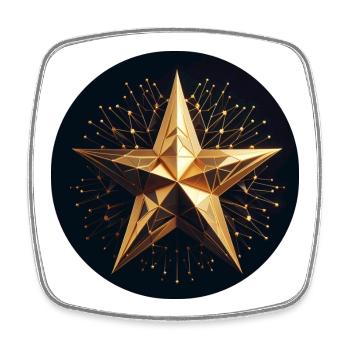 Golden twinkling star - Square fridge magnet - white - Front