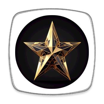 Goldener Stern in Polygon Design - Viereckiger Kühlschrankmagnet - Weiß - Vorne