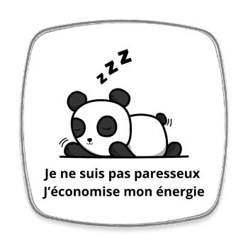 Panda Endormi Économise Son Énergie - Magnet carré - blanc - Devant