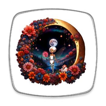 Cute fairy in the moonlight - Square fridge magnet - white - Front