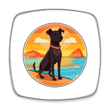 Patterdale Terrier Dog Breed Cartoon Kawaii Dog - Square fridge magnet - white - Front